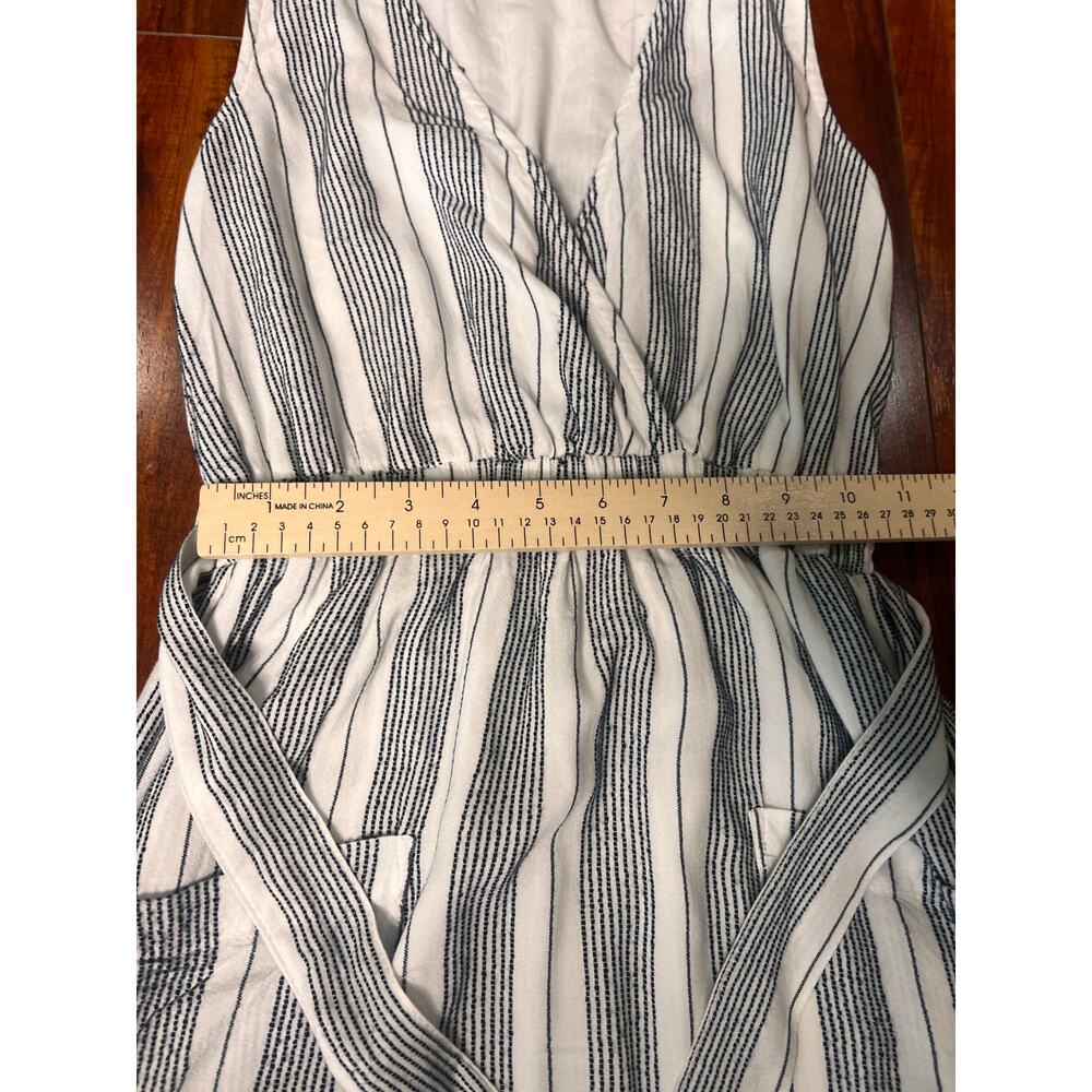 Harper Heritage XXS Blue White Striped Wrap Maxi Dress Belt Pockets - Picture 8 of 8